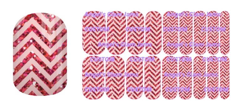 Pink Sparkle Chevron Jamberry Nail Wraps by Angel's Glam Jams